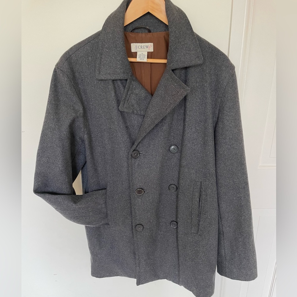 J Crew Men Gray Wool Medium Pea Coat 90’s